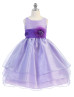 A-line Organza Tea Length Tiered Flower Girl Dress With Flower Sash